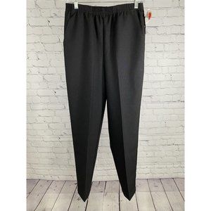 NWT 24K Trends Black Elastic Waist Pull On 2 Pocket Dress Pants Sz 10 (25 x 30)